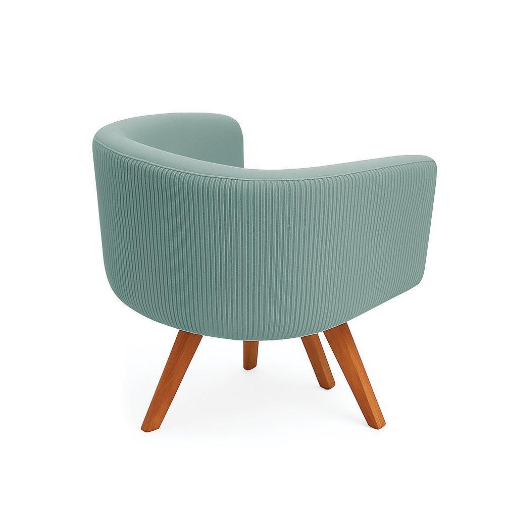 Poltrona Sala Base Giratória Madeira Arielle Veludo Cotelê D03 - D'rossi Menta - 5