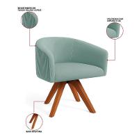 Poltrona Sala Base Giratória Madeira Arielle Veludo Cotelê D03 - D'rossi Menta - 2