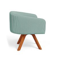 Poltrona Sala Base Giratória Madeira Arielle Veludo Cotelê D03 - D'rossi Menta