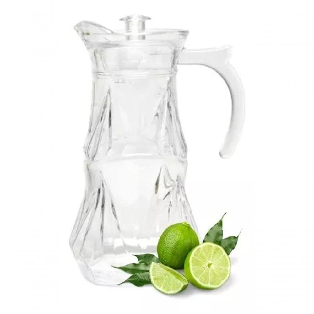 Jarra Vidro Tampa Relevo Trabalhada Suco água Refresco Chá U - 6
