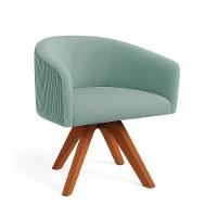 Poltrona Sala Base Giratória Madeira Arielle Veludo Cotelê Menta D03 - D'rossi - 6