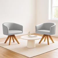 Poltrona Sala Base Giratória Madeira Arielle Sintético Cinza D03 - D'rossi - 1