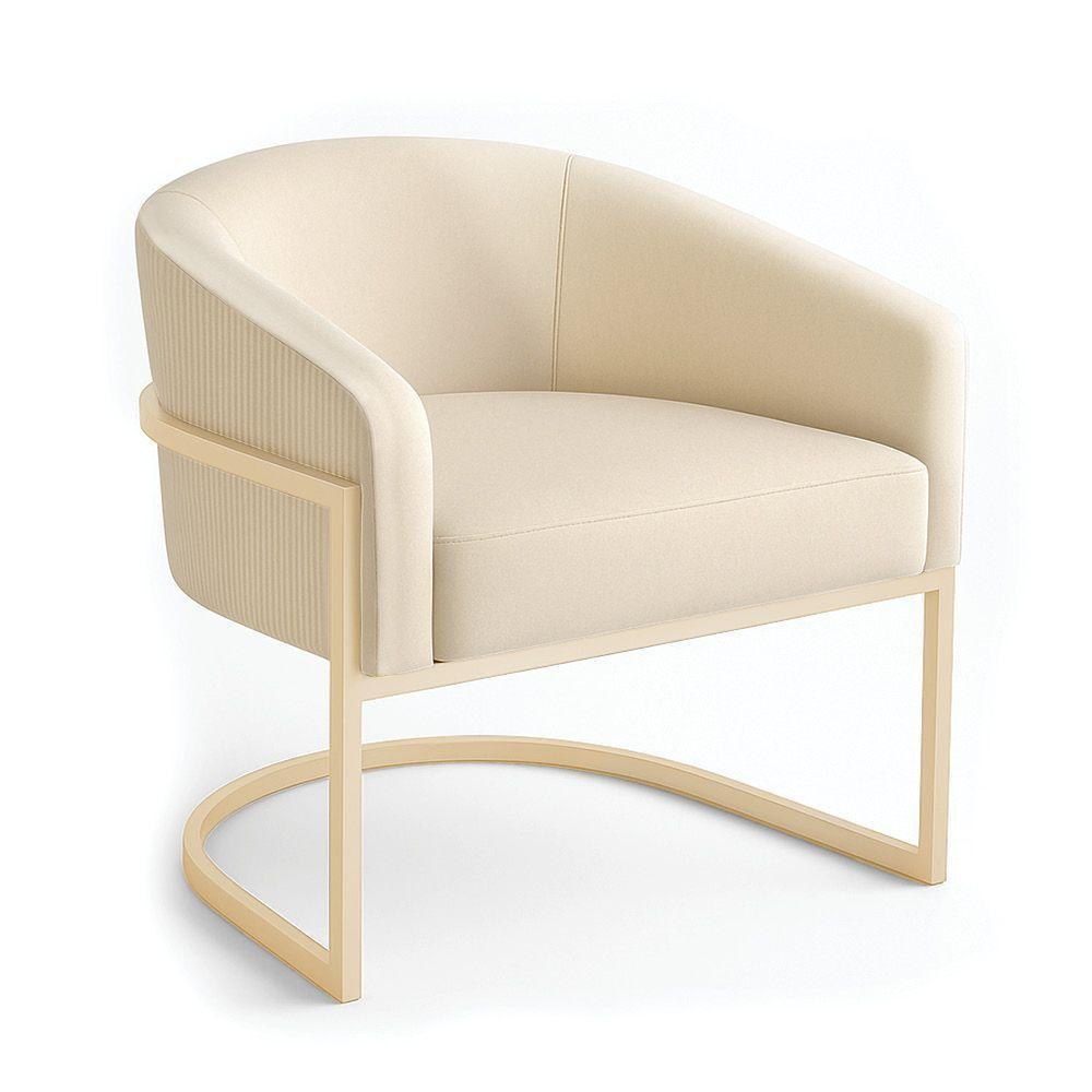 Poltrona Sala Industrial Champanhe Arielle Veludo Cotelê D03 - D'rossi Bege - 2