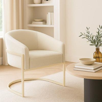 Poltrona Sala Industrial Champanhe Arielle Veludo Cotelê D03 - D'rossi Bege