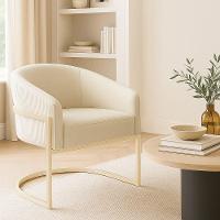 Poltrona Sala Industrial Champanhe Arielle Veludo Cotelê D03 - D'rossi Bege - 1