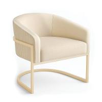 Poltrona Sala Industrial Champanhe Arielle Veludo Cotelê D03 - D'rossi Bege - 2