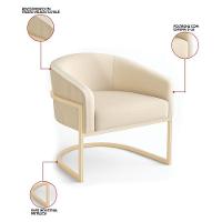 Poltrona Sala Industrial Champanhe Arielle Veludo Cotelê D03 - D'rossi Bege - 3