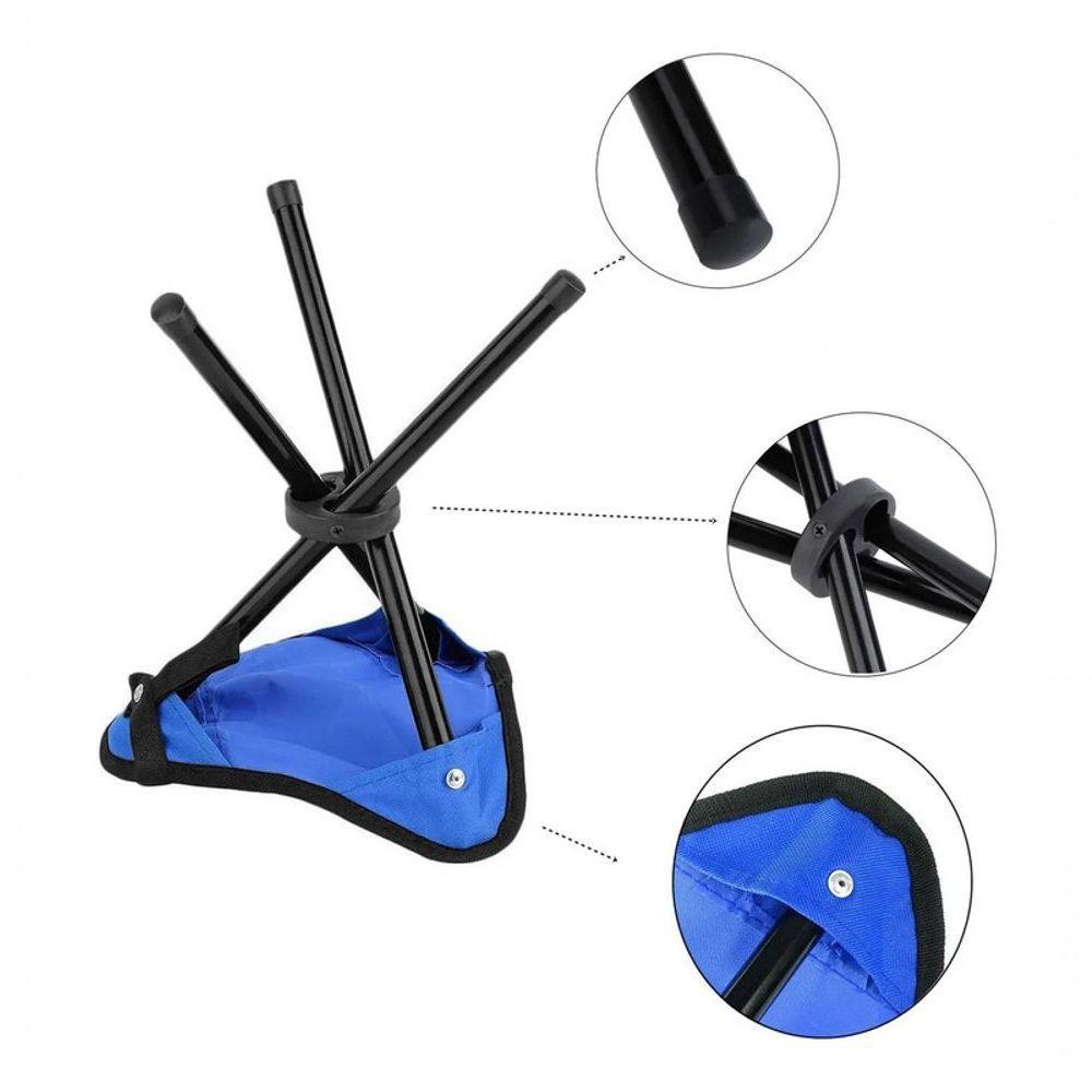 Banqueta Banco Tripé Dobrável Camping Praia Pesca Resistente - 2