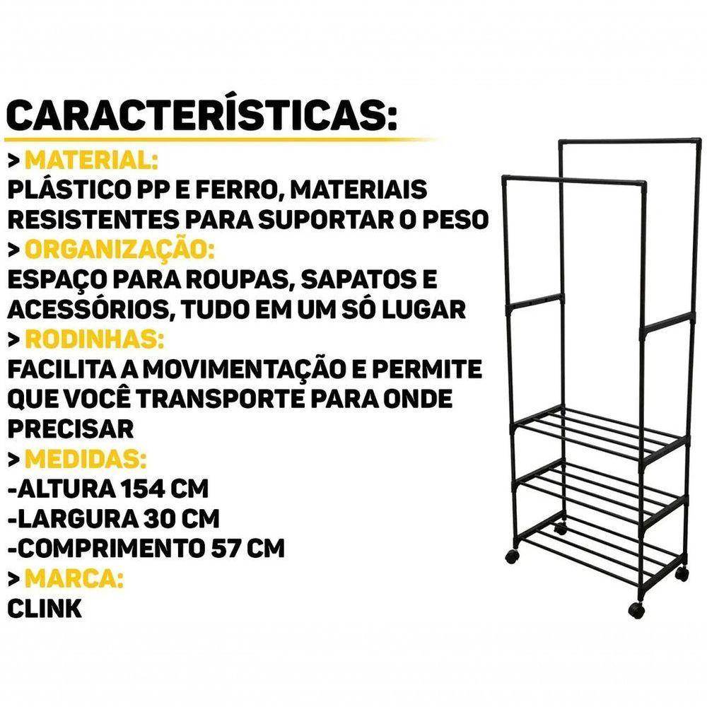 Cabideiro Prateleiras 8 Kg Plastico Pp E Ferro 57 Cm X 30 Cm - 8