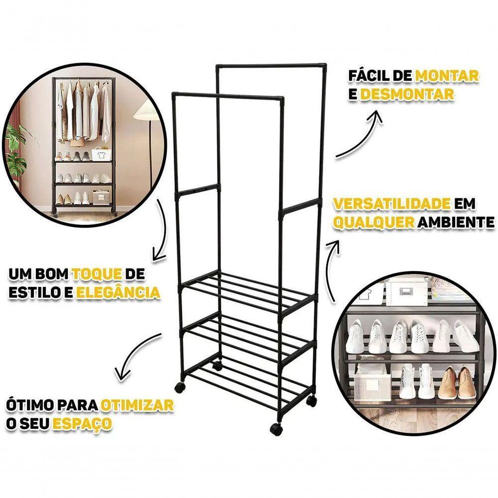 Cabideiro Prateleiras 8 Kg Plastico Pp E Ferro 57 Cm X 30 Cm - 9