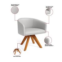 Poltrona Sala Base Giratória Madeira Arielle Sintético D03 - D'rossi Cinza - 3