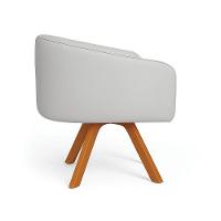 Poltrona Sala Base Giratória Madeira Arielle Sintético D03 - D'rossi Cinza - 5