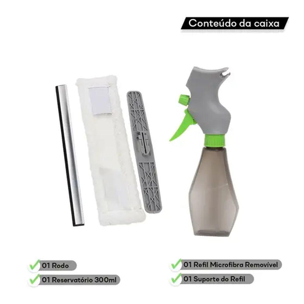 Limpa Vidro 3em1 Rodo Esponja Microfibra Borrifador Limpeza - 10