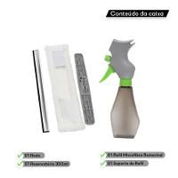 Limpa Vidro 3em1 Rodo Esponja Microfibra Borrifador Limpeza - 10