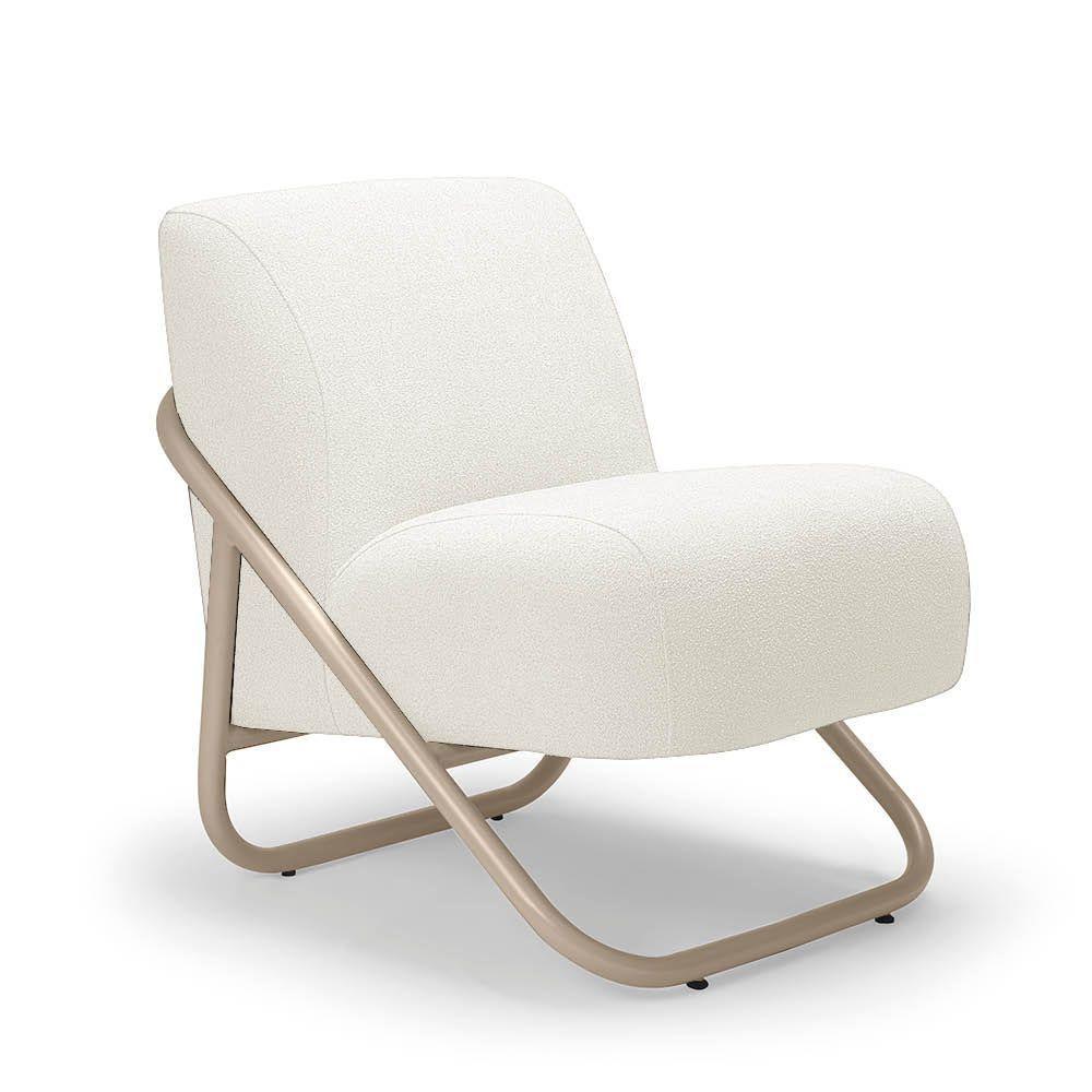 Poltrona Sala Decorativa Industrial Champanhe Martina Bouclê Off White K01 - D'rossi - 2