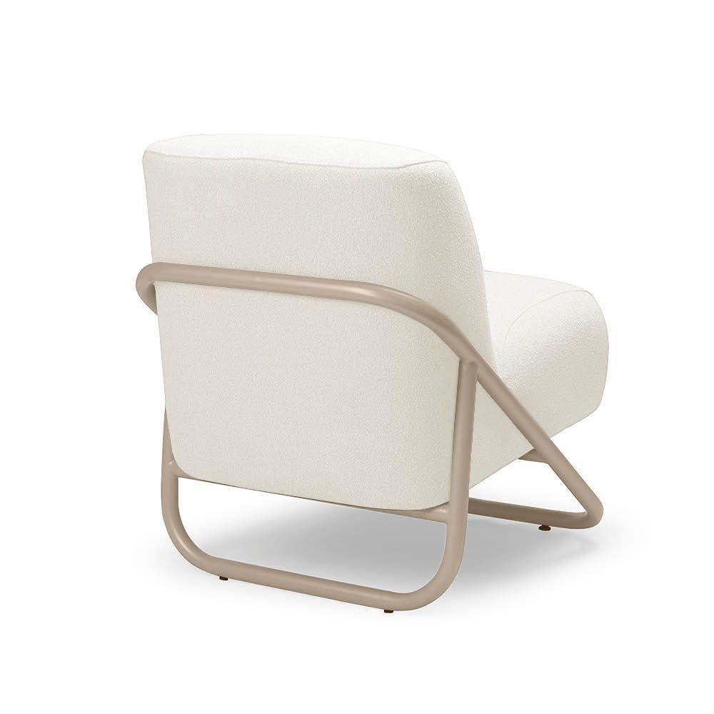 Poltrona Sala Decorativa Industrial Champanhe Martina Bouclê Off White K01 - D'rossi - 6