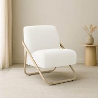 Poltrona Sala Decorativa Industrial Champanhe Martina Bouclê Off White K01 - D'rossi - 1