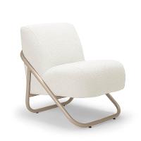 Poltrona Sala Decorativa Industrial Champanhe Martina Bouclê Off White K01 - D'rossi - 2