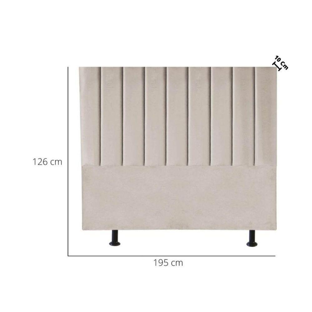 Cabeceira Cama King Box 195 Cm Karla Carla Corino Bege - 2