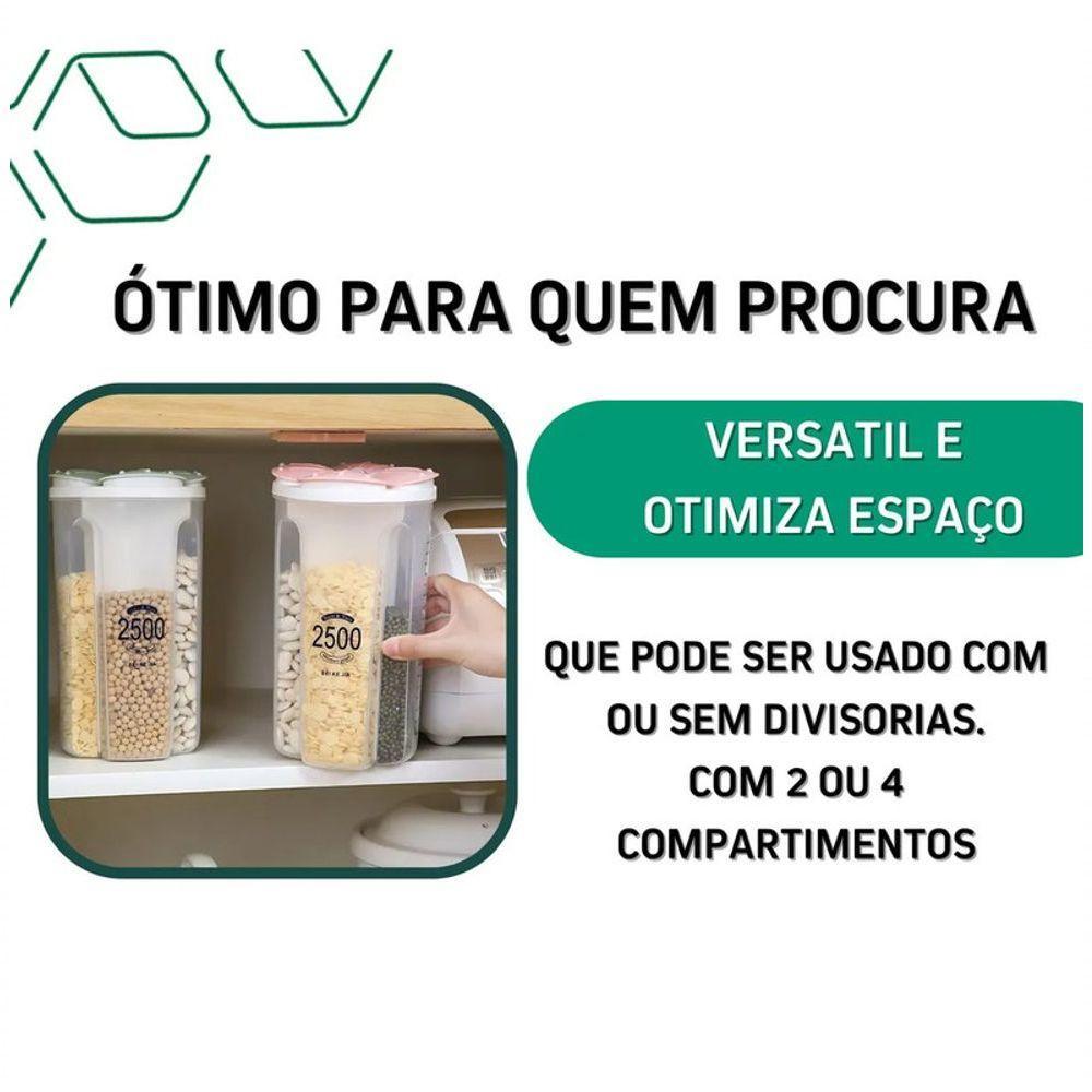 Pote Plástico Armazenador Medidor Com 4 Divisórias 2500 Ml - 3