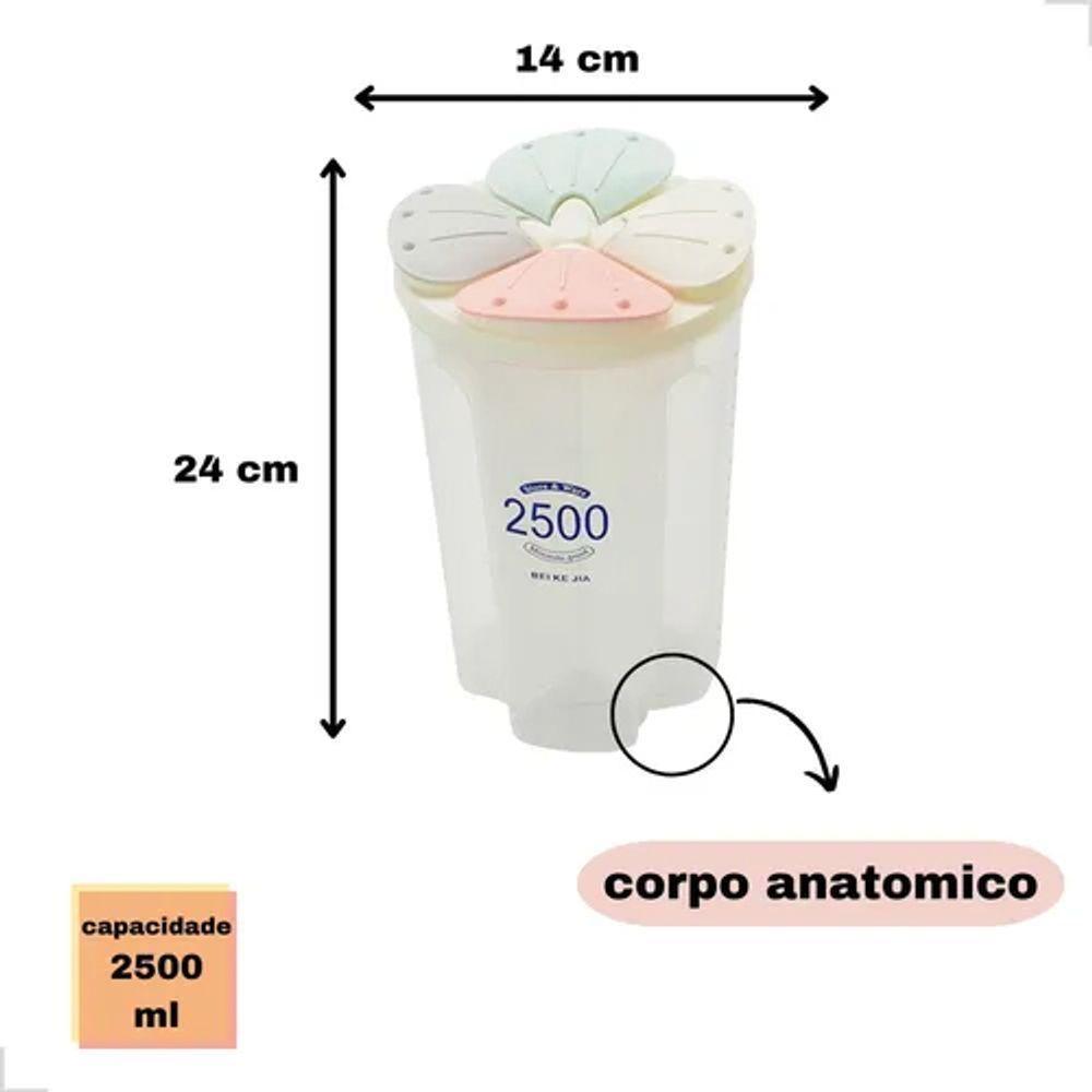Pote Plástico Armazenador Medidor Com 4 Divisórias 2500 Ml - 10