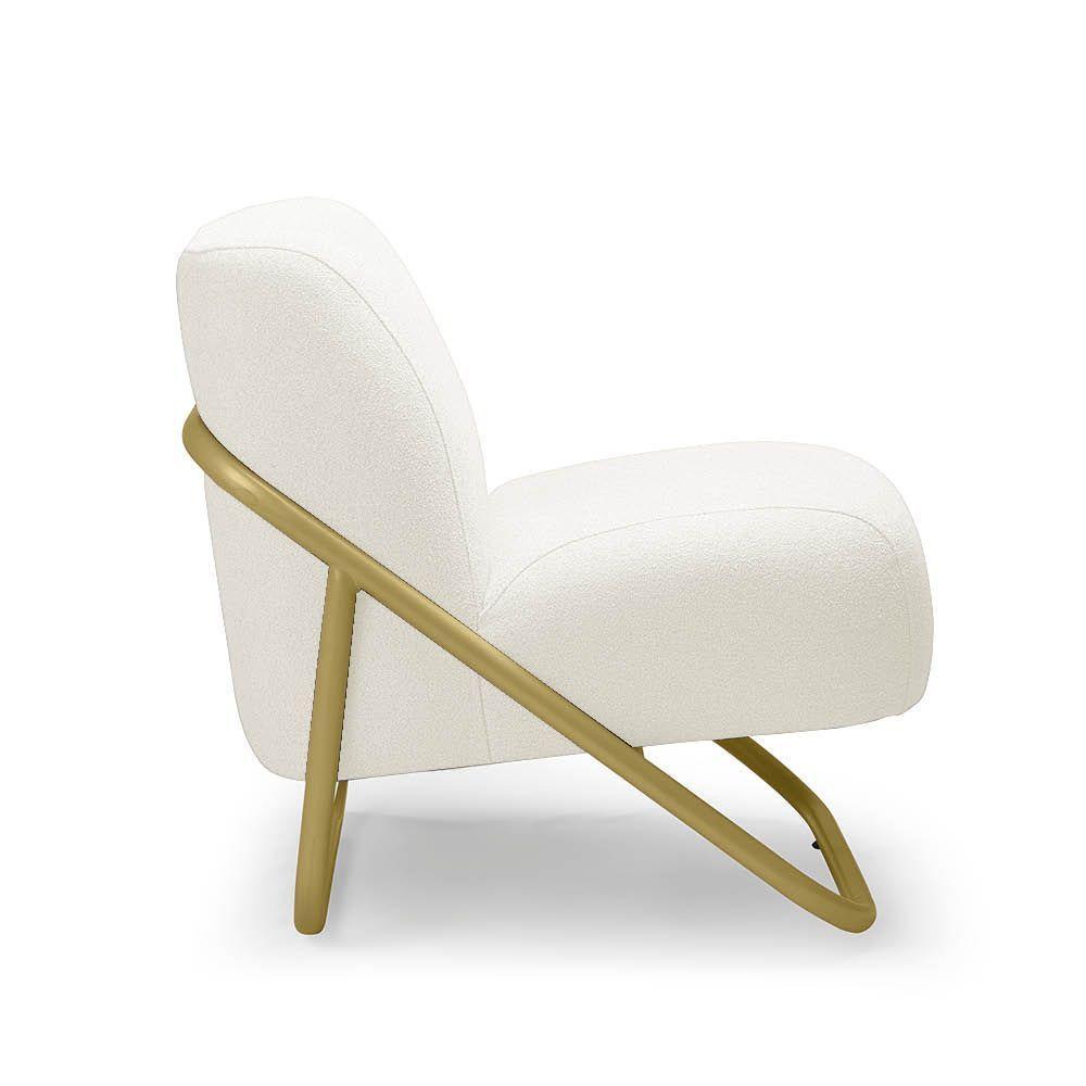 Poltrona Sala Estar Industrial Dourado Kit 2 Martina Bouclê K01 - D'rossi Off White - 6