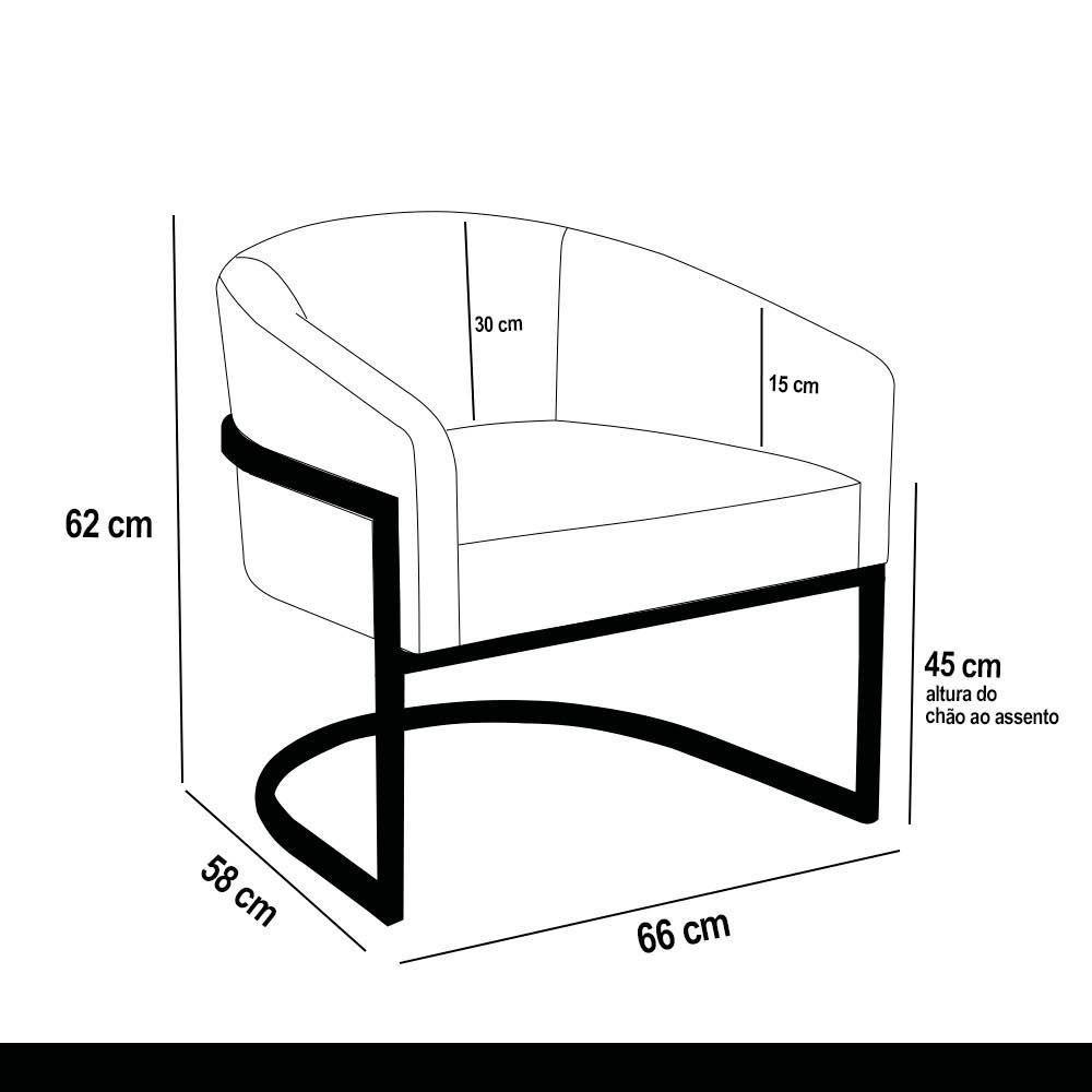 Poltrona Sala Decorativa Industrial Dourada Arielle Suede Grafite - 4