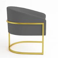 Poltrona Sala Decorativa Industrial Dourada Arielle Suede Grafite - 5