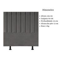 Cabeceira De Cama Solteiro Box 90 Cm Karla Carla Corino Cor:cinza - 6