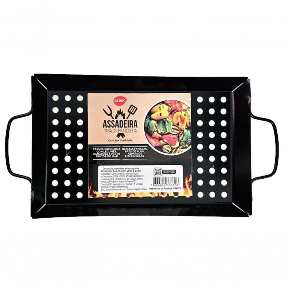 Assadeira Churrasqueira Grill Retangular Metal 39,8 Cm X 20 - 8
