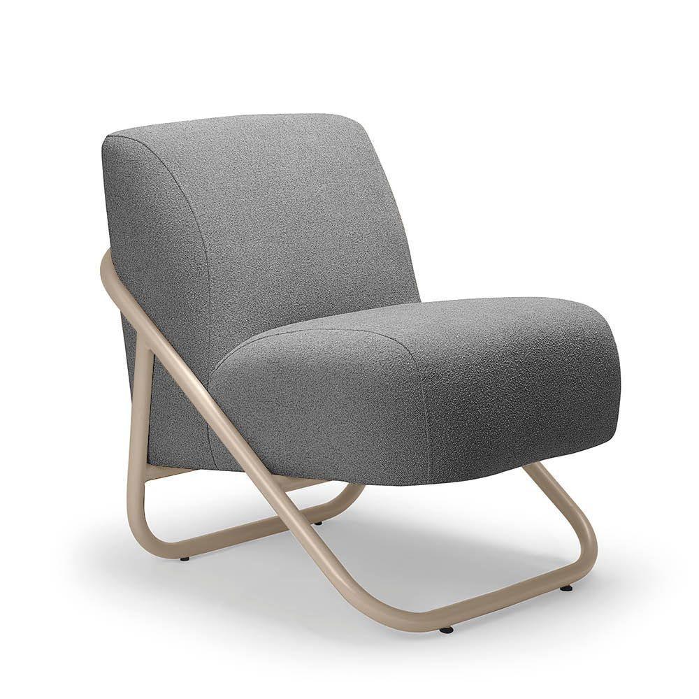 Poltrona Sala Decorativa Industrial Champanhe Martina Bouclê Grafite K01 - D'rossi - 2