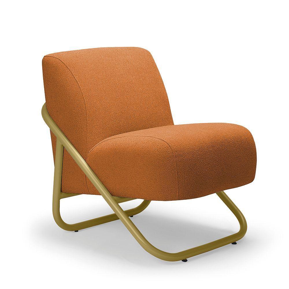 Poltrona Sala Decorativa Industrial Dourado Martina Bouclê K01 - D'rossi Caramelo - 2