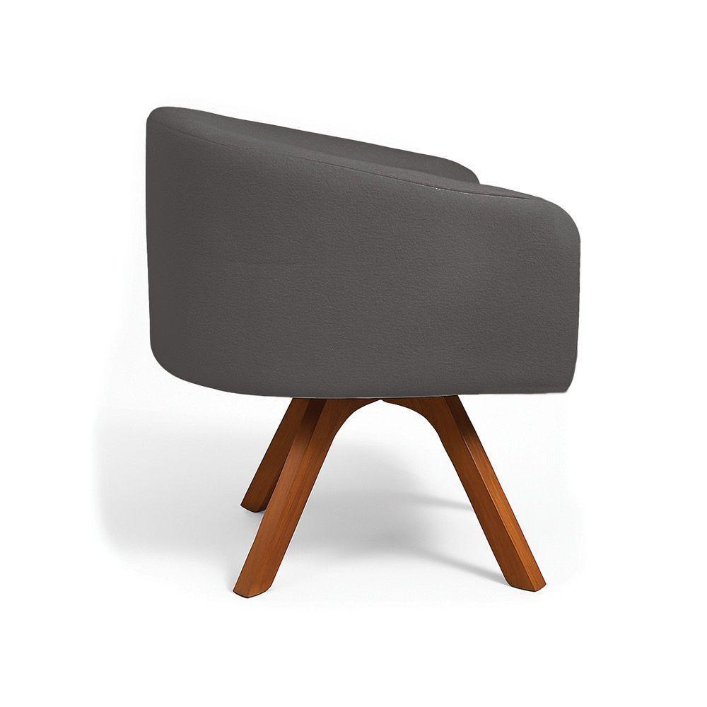 Poltrona Sala Base Giratória Madeira Arielle Bouclê D03 - D'rossi Grafite - 5