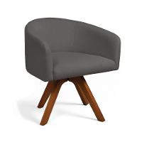 Poltrona Sala Base Giratória Madeira Arielle Bouclê D03 - D'rossi Grafite - 2