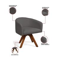 Poltrona Sala Base Giratória Madeira Arielle Bouclê D03 - D'rossi Grafite - 3