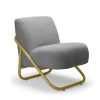 Poltrona Sala Estar Industrial Dourado Kit 2 Martina Bouclê Grafite K01 - D'rossi - 7