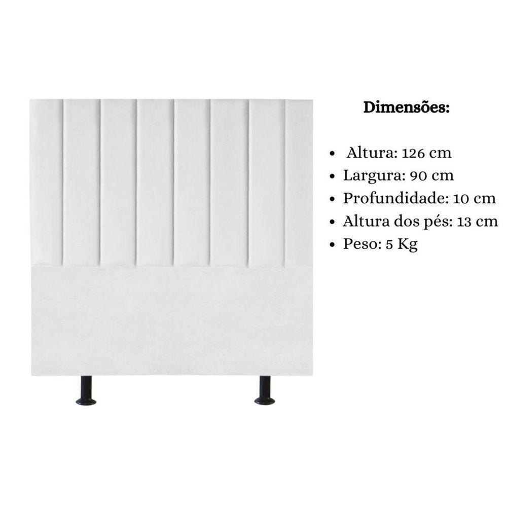Cabeceira De Cama Solteiro Box 90 Cm Karla Carla Corino Cor:branco - 3