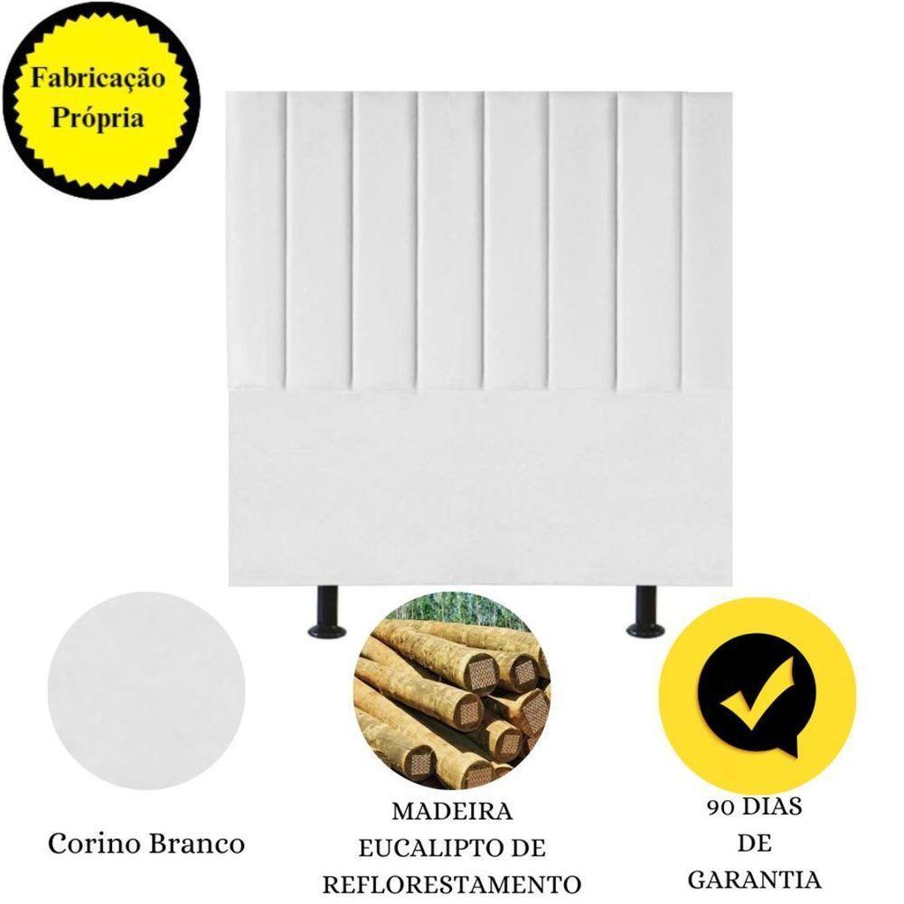 Cabeceira De Cama Solteiro Box 90 Cm Karla Carla Corino Cor:branco - 4