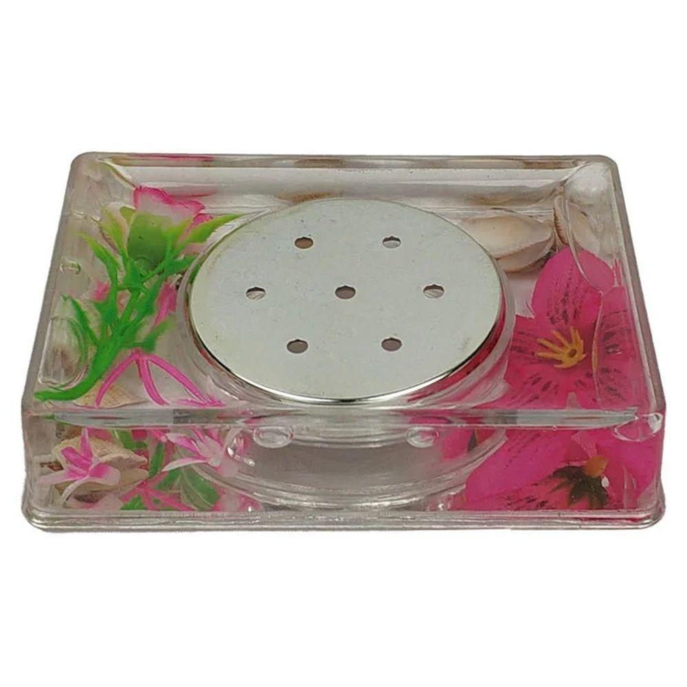 Kit Conjunto Banheiro Acrílico 5 Peças Floral - 9