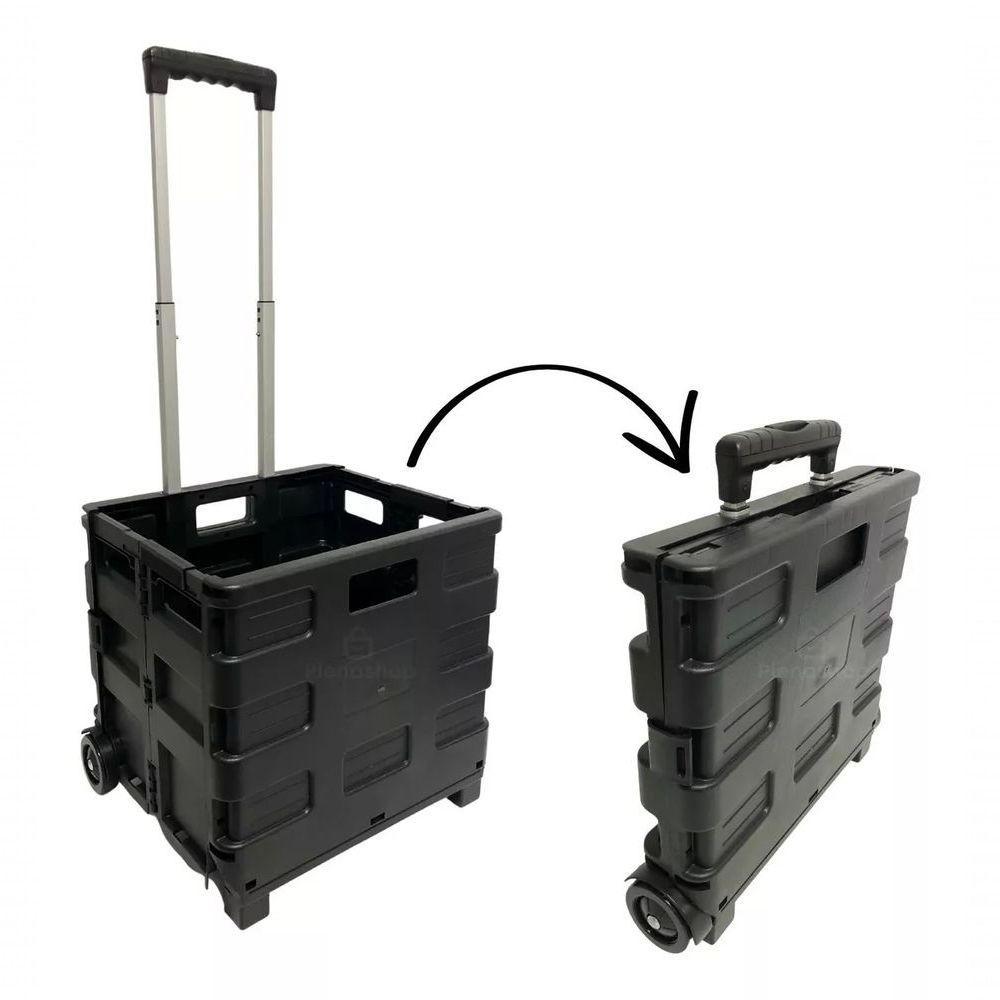 Maleta Dobrável Carrinho Portátil Cesto Tampa 30kg 45l Multi - 3