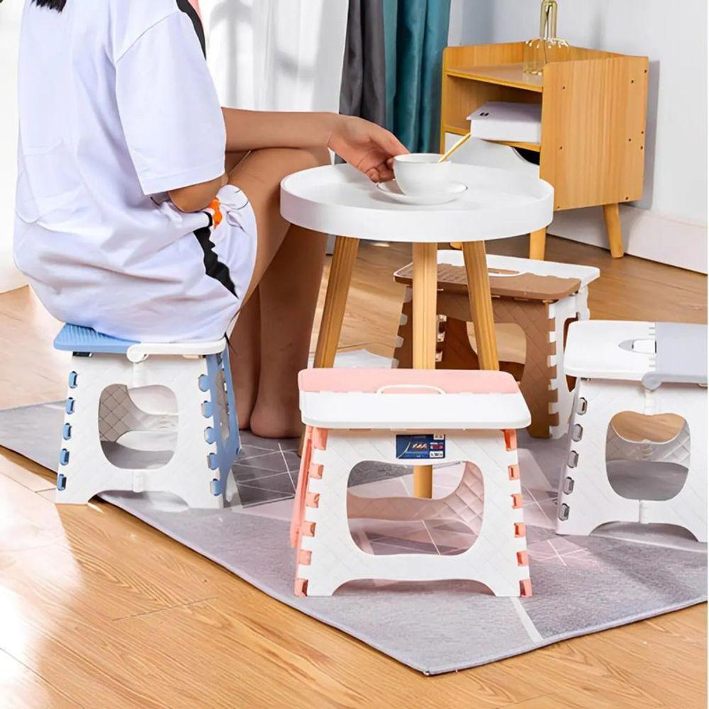 Banco Banqueta De Plástico Dobrável Banquinho Resistente Mul - 4