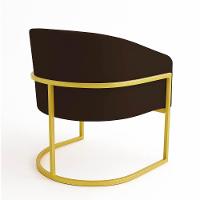 Poltrona Sala Decorativa Industrial Dourada Arielle Suede Marrom - 6