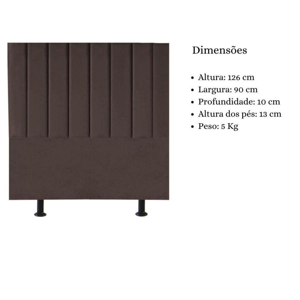 Cabeceira De Cama Solteiro Box 90 Cm Karla Carla Corino Cor:marrom - 2