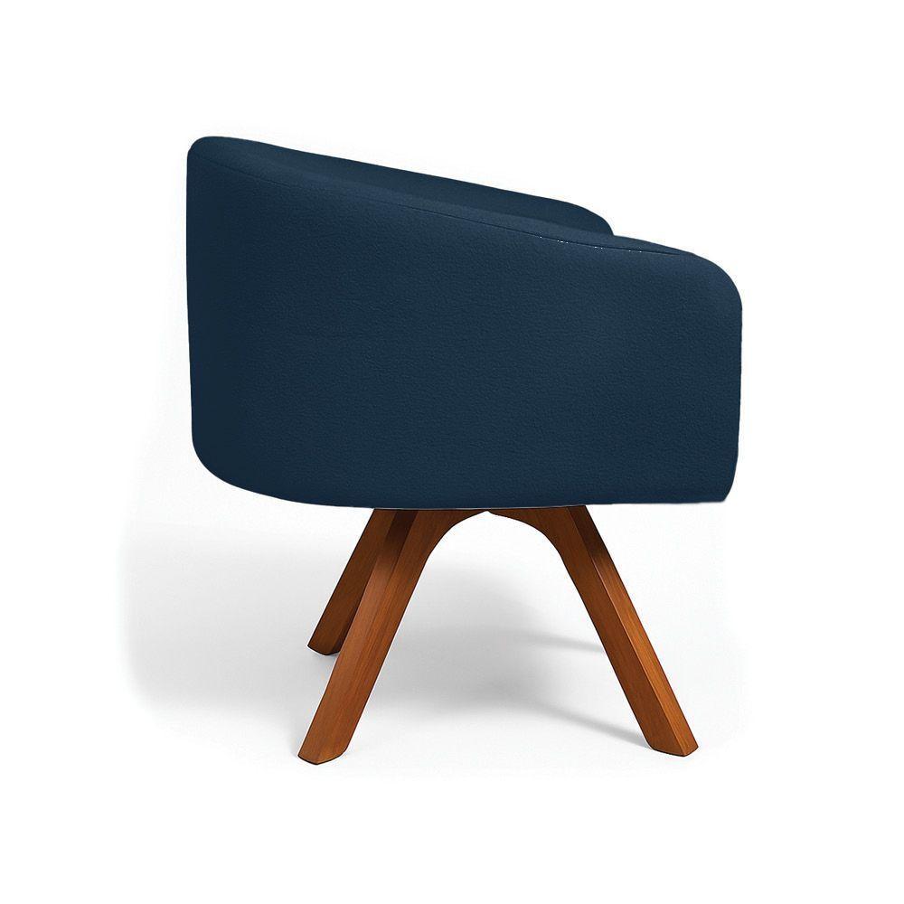 Poltrona Sala Base Giratória Madeira Arielle Bouclê Azul D03 - D'rossi - 5