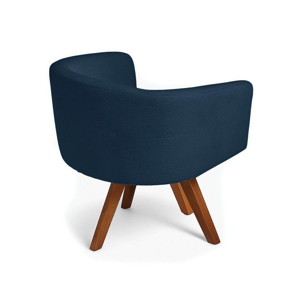 Poltrona Sala Base Giratória Madeira Arielle Bouclê Azul D03 - D'rossi - 6