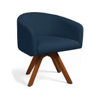 Poltrona Sala Base Giratória Madeira Arielle Bouclê Azul D03 - D'rossi - 2
