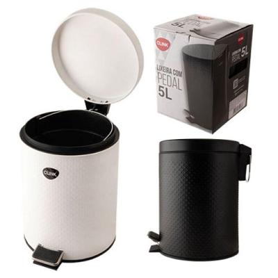 Lixeira Pedal 5l Texturizada Inox Balde Removível Redondabra