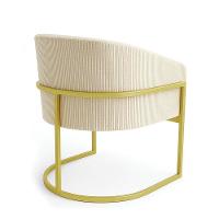 Poltrona Sala Industrial Dourada Kit 2 Arielle Veludo Cotelê D03 - D'rossi Bege - 7