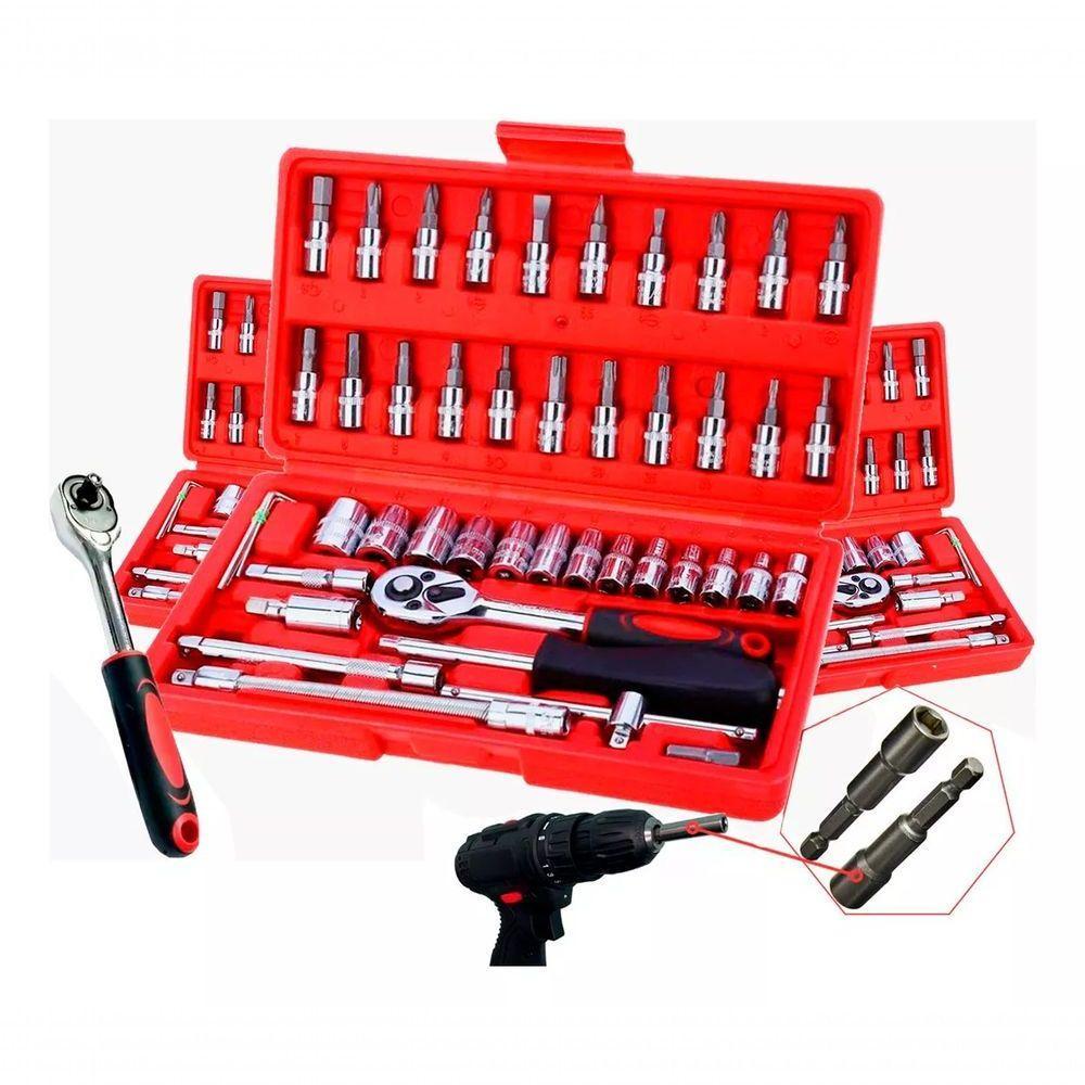 Kit Chave Combinada 46 Peças Profissional Catraca Soquetes A - 1
