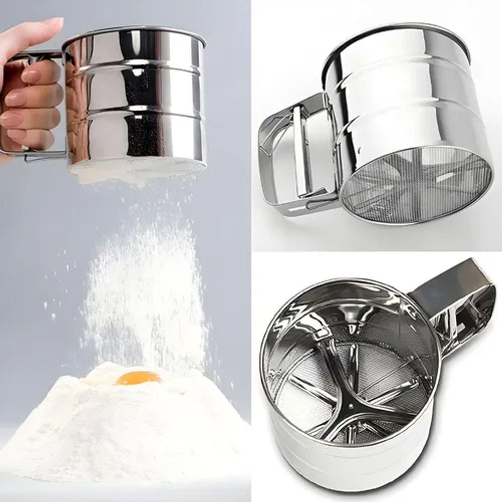 Peneira Inox Peneirar Farinha Com Gatilho Confeitaria 10cm - 2